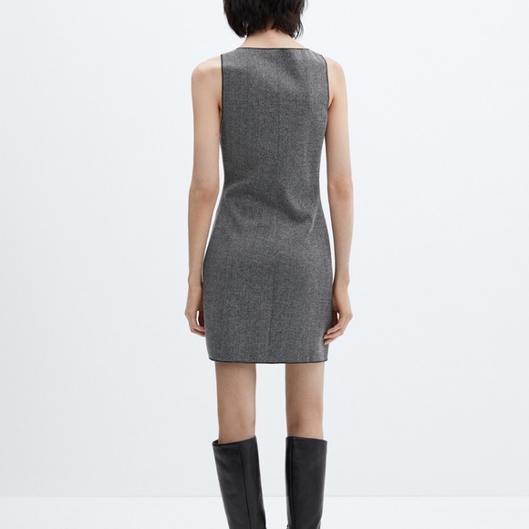 NWT Mango Women’s Black and Gray Short Knitted Mini Dress - Picture 4 of 14
